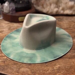 New MOWI green tie dye Nick Fouquet 7 1/8 57 fur felt fedora Teressa foglia hat